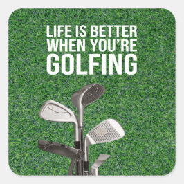 Adesivo Quadrado Golf cita grama verde para festa de golfe