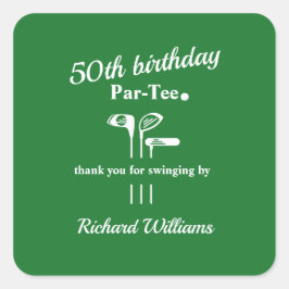 Adesivo Quadrado Golf Clubs Par Tee Green White Men's 50th Birthday