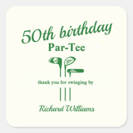 Adesivo Quadrado Golf Clubs Themed Par Tee 50th Birthday Party