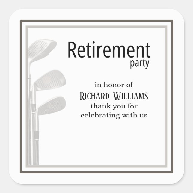 Adesivo Quadrado Golf do Partido da Reforma Moderna Black White (Frente)