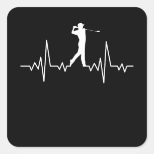 Adesivo Quadrado GOLF HEARTBEAT Golfing Mulheres Homens Crianças
