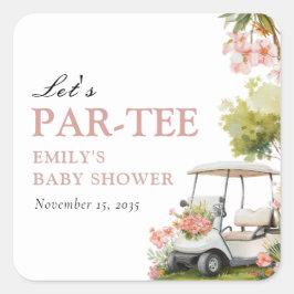 Adesivo Quadrado Golf Let's Par-tee Girl Baby Shower