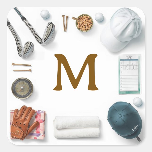 Adesivo Quadrado Golf Monogram Personalized Golf  (Frente)