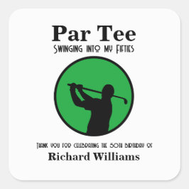 Adesivo Quadrado Golf Player Swinging into My Fifties 50th Birthday