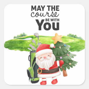Adesivo Quadrado Golf Summer Christmas com Papai Noel na bandeira