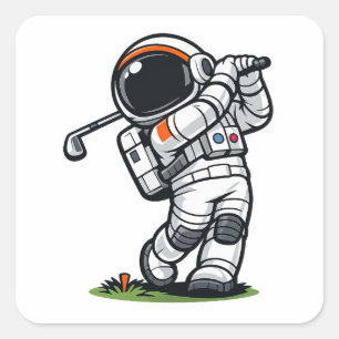 Adesivo Quadrado Golfe de Astronauta