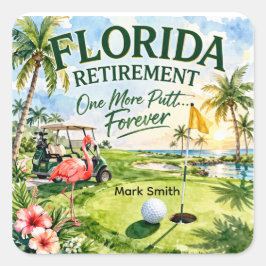 Adesivo Quadrado Golfe Flórida temático com flamingo