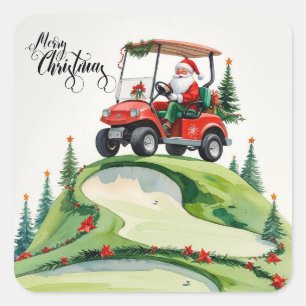 Adesivo Quadrado Golfe Santa Claus Feliz Natal