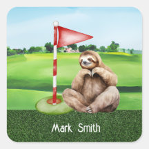 Golfe Sloth Golfer com grama verde