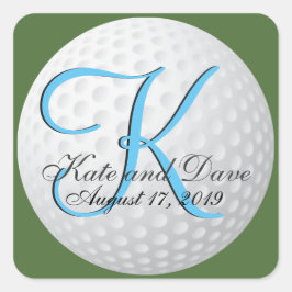 Adesivo Quadrado Golfer Monograma Elegante Golf 3d Favor do Casamen