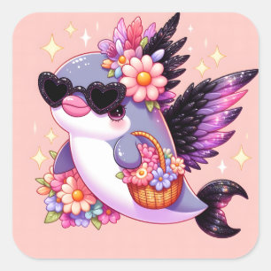 Adesivo Quadrado Golfinho