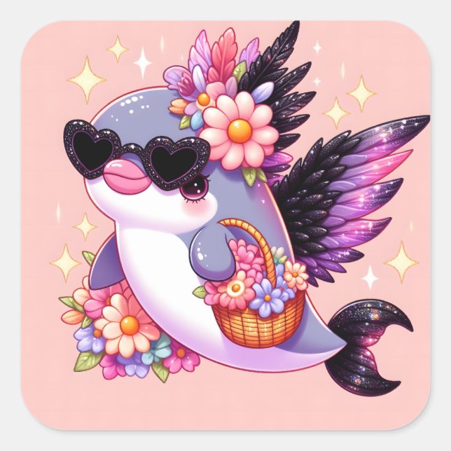 Adesivo Quadrado Golfinho (Frente)