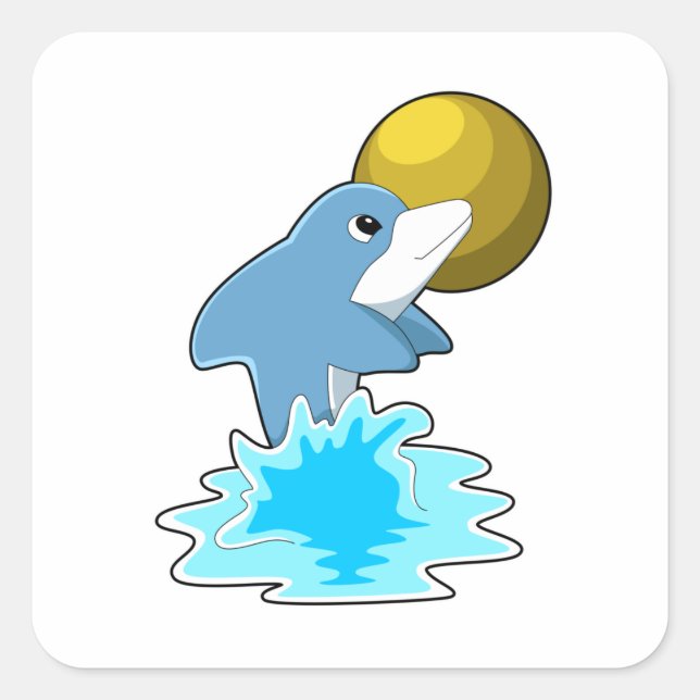 Adesivo Quadrado Golfinho a Nadar com Lua (Frente)