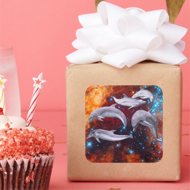 Adesivo Quadrado Golfinhos Estrelas (Festa)