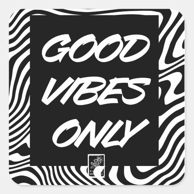 Adesivo Quadrado Good Vibes Only. Sticker. (Frente)