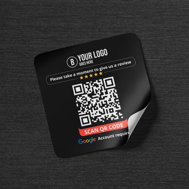 Adesivo Quadrado Google Reviews QR Code Rate My Business 5 Star (Criador carregado)