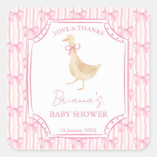Adesivo Quadrado Goose nursery rhymes baby shower pink personalized