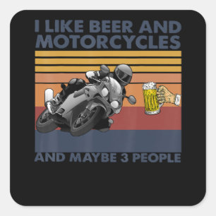 Adesivo Quadrado Gosto De Cerveja E Motociclos - Presente De Motoci