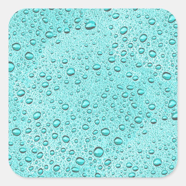 Adesivo Quadrado Gotas aquamarinas (Frente)