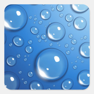 Adesivo Quadrado Gotas da água no azul
