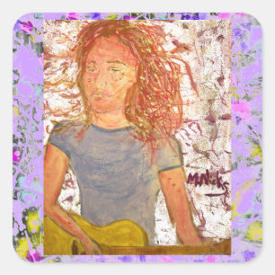 Adesivo Quadrado gotejamento do esboço da areia da guitarra