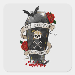 Adesivo Quadrado Gothic Funny Coffin