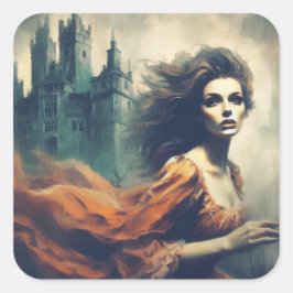 Adesivo Quadrado Gothic Romance Book Cobrir Spooky Castle Horror