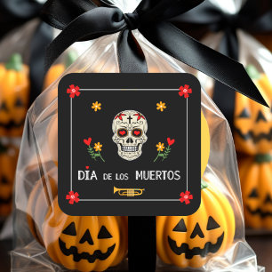 Adesivo Quadrado Gótica Black Dia de los Muertos Sugar Flor Crônica