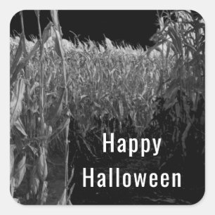 Adesivo Quadrado Gótica Feliz Halloween Vintage Corn Maze