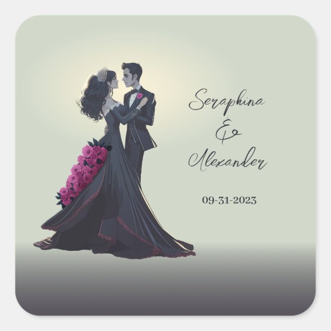 Adesivo Quadrado Gótica Romântica Amplia Elegante Mínimo (Frente)