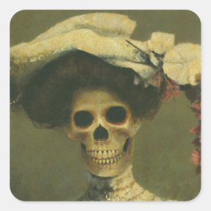 Adesivo Quadrado Gótica Skeleton Lady Sticker