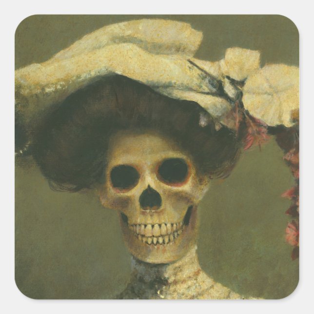 Adesivo Quadrado Gótica Skeleton Lady Sticker (Frente)