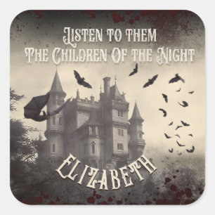 Adesivo Quadrado Gótica Vitoriana Vintage Dracula Castle Halloween