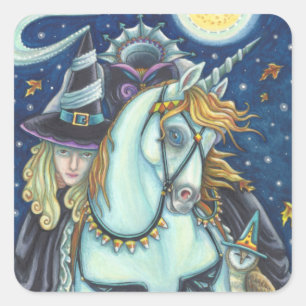 ADESIVO QUADRADO GÓTICO DE HORSEMÃ INOXIDÁVEL, UNICORN, OWL