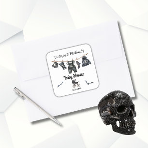 Adesivo Quadrado Gótico Halloween Chá de fraldas Clothesline