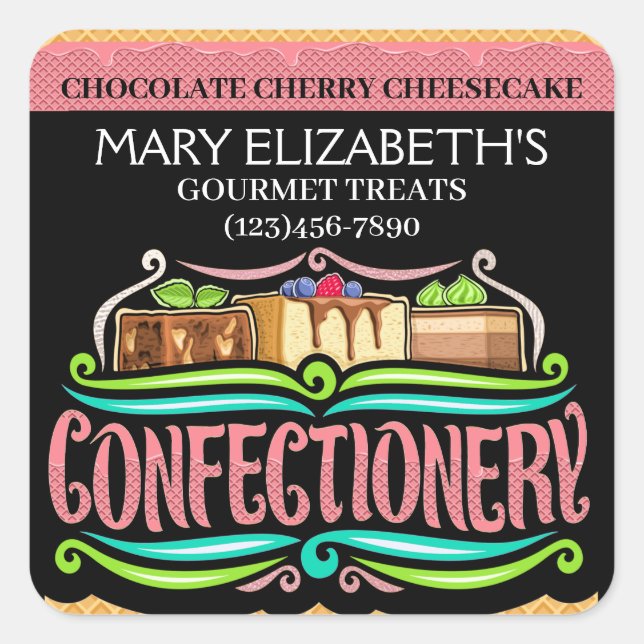 Adesivo Quadrado Gourmet Confection Kitchen Sticker (Frente)
