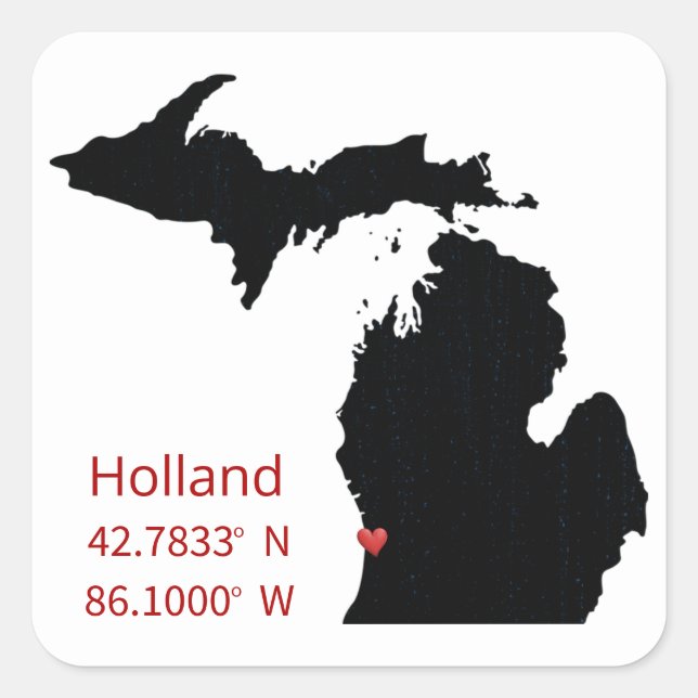 Adesivo Quadrado GPS Coordinates of Holland Michigan (Frente)