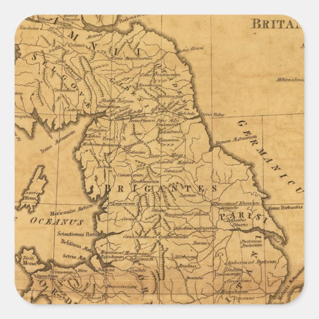 Adesivo Quadrado Grã-Bretanha antiga (Frente)