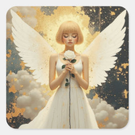 Adesivo Quadrado Graça Celestial | Anjo Bonito e Rosa