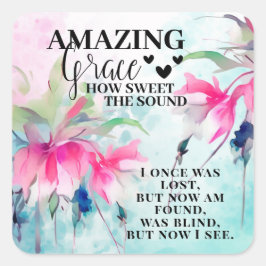 Adesivo Quadrado Graça incrível como doce o som do hino cristão