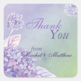 Adesivo Quadrado Graceful Hydrangeas Weding Obrigado
