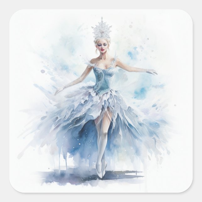 Adesivo Quadrado Graceful Nutcracker Snow Queen in White (Frente)