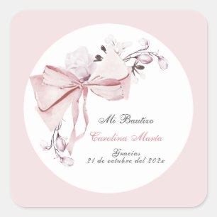 Adesivo Quadrado Gracias Bautizo Niña