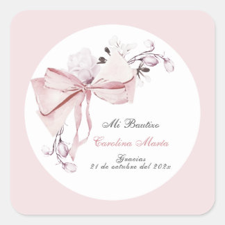 Adesivo Quadrado Gracias Bautizo Niña