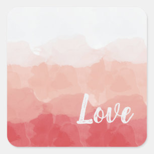 Adesivo Quadrado Gradação Graciosa com Amor Rosa e Vermelho
