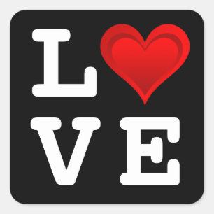 Adesivo Quadrado Gradações VERMELHO AMOR CORAÇÃO + texto e ideias