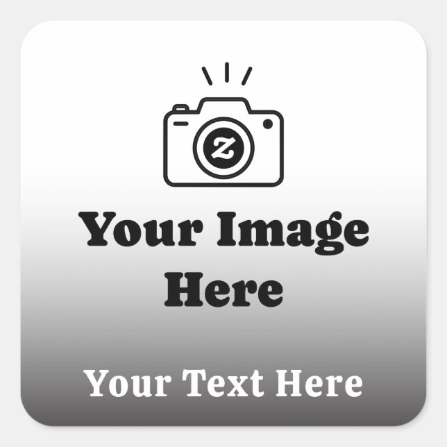 Adesivo Quadrado Gradiente de texto e imagem personalizados  (Frente)