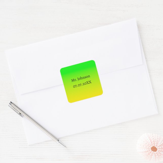Adesivo Quadrado Gradiente verde e néon amarelo (Envelope)