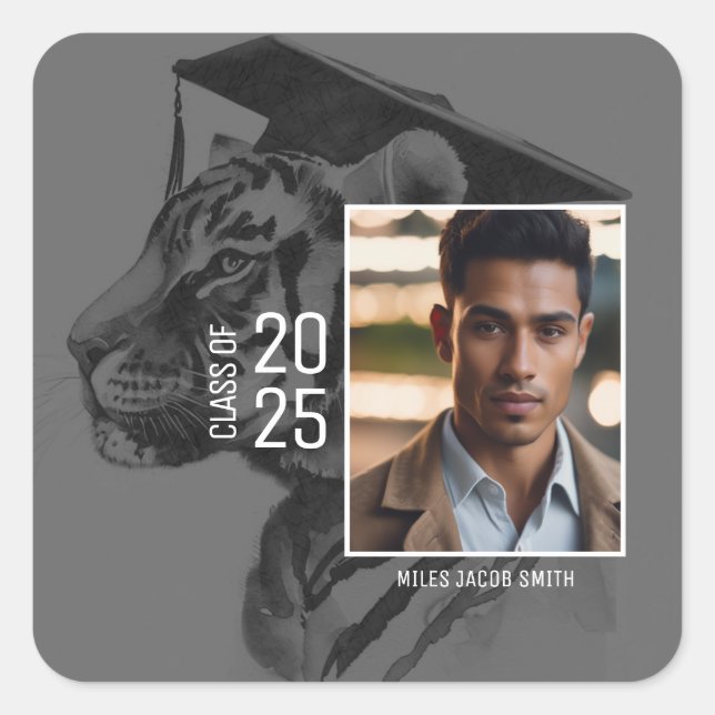 Adesivo Quadrado Graduação - Adicione sua foto (Frente)