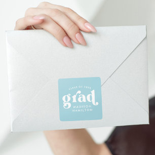 Adesivo Quadrado Graduação Azul Céu Tipografia Negrito